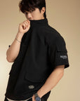 HIGH-NECK UTILITY STYLE T-SHIRT